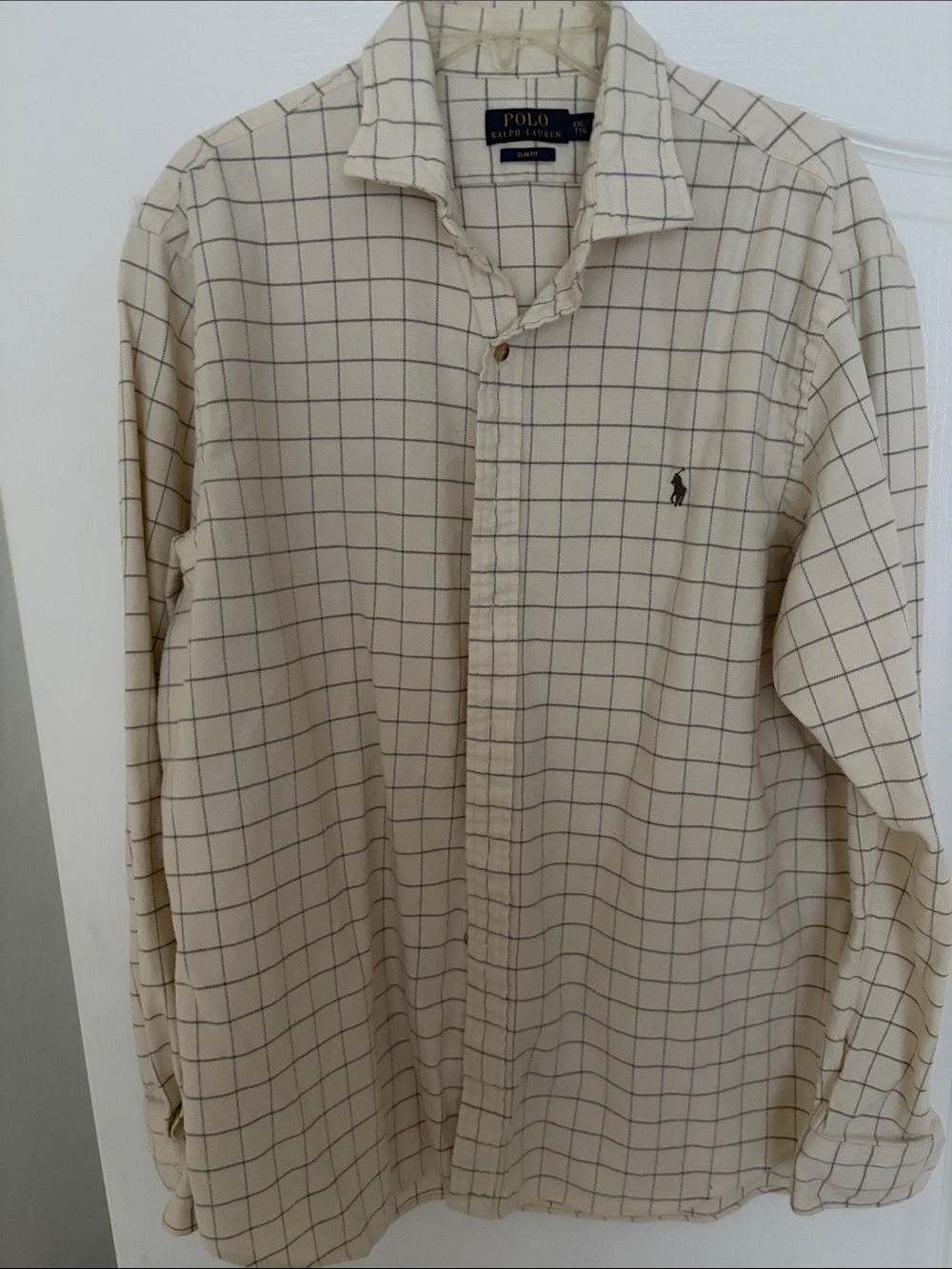 Polo by Ralph Lauren Cream Windowpane Long-Sleeve Button-Down Shirt